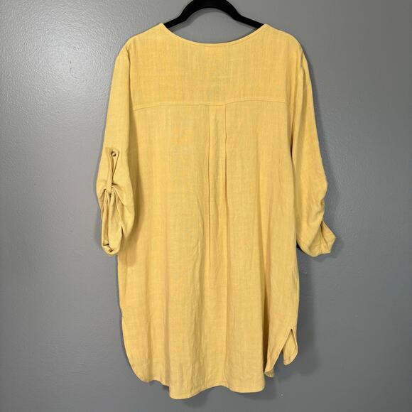 P. Cill Womens Butter Yellow Lagenlook Linen Blend Top - Size Small - Minimalist - Picture 7 of 7